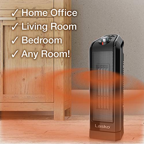 Portable 1500W Oscillating Electric Ceramic Space Heater w/ Manual Thermostat & Overheat Safety Protection