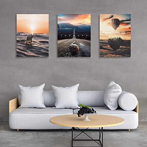 3 Piece Framed Inspirational Success Wall Canvas art Decor