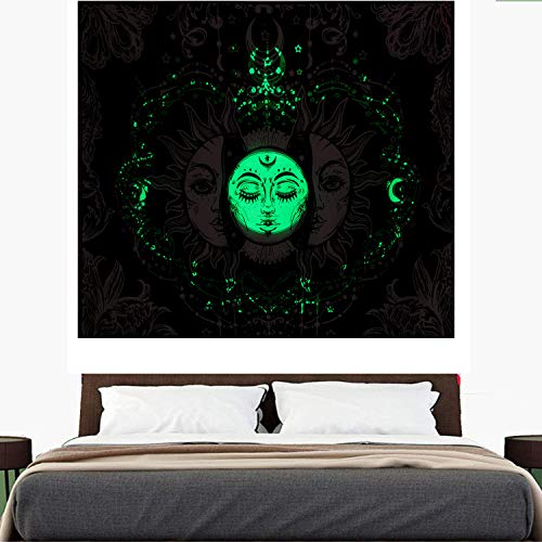 Glowing in The Dark Sun & Moon Tapestry 59.1X51.2 inches