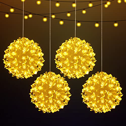 4 Pieces 4.3 Inch Christmas Sphere Light -Warm White