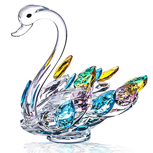 6 Inch Crystal Glass Swan Paperweight Crystal Collectible Figurines