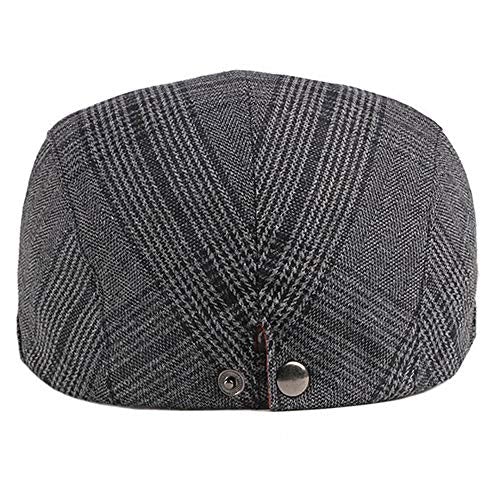 2 Pack Men's Cotton Flat Cap Ivy Gatsby Newsboy Hat (M)