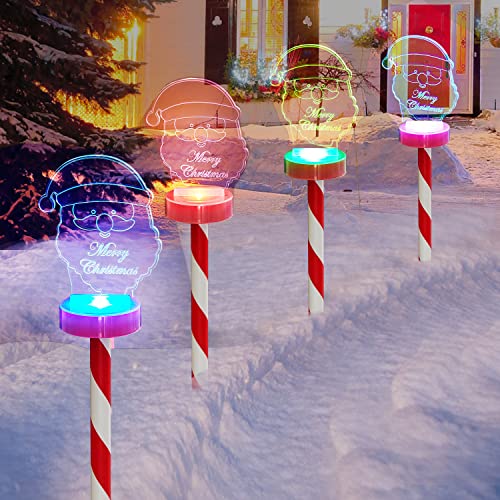 4 Pack Color Changing Christmas Solar Pathway Lights