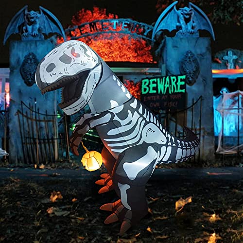 6.5ft Halloween  Inflatable Skeleton Dinosaur w/  Build-in LEDs