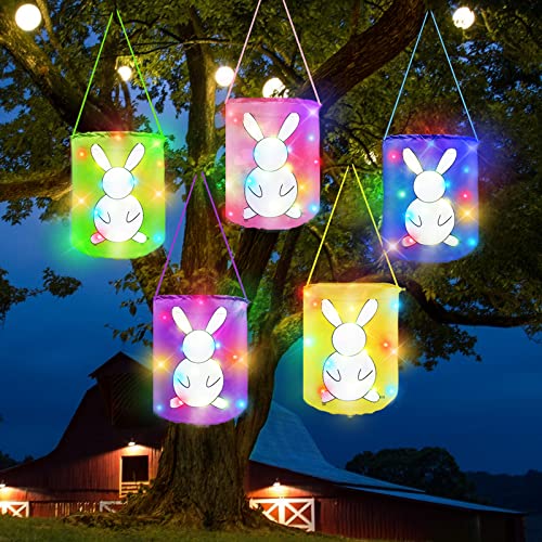 5Pcs Colorful Total of 100 LEDs Easter Lantern Lights
