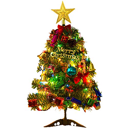 19.68 Inch Mini Christmas Tree w/ LED Lights & 18 Pcs Ornament