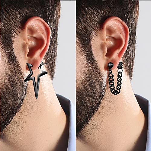 16 Pairs Stainless Steel Punk Earrings