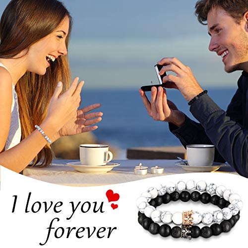 8 Pieces Couple Necklace Bracelet Matching Set for Women Men