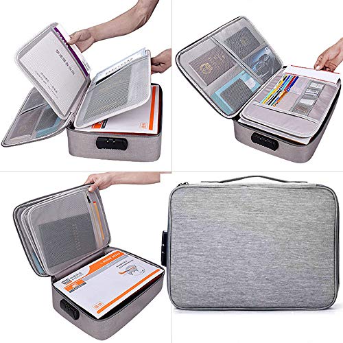 Document Organizer w/ Safe Code Lock & Storage Pouch