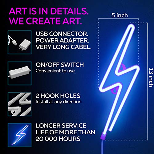 2.0 Upgrade Lightning Neon Lights - Very Bright, USB Plug, Adapter, Switch, Long Cable