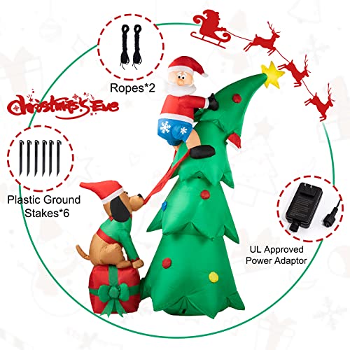6.9FT Inflatable Christmas Tree w/ Santa Claus and Dog