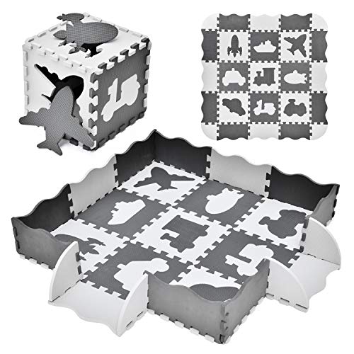 Large 25 PCs Baby Puzzle Play Mat Tiles w/ 9 Patterns