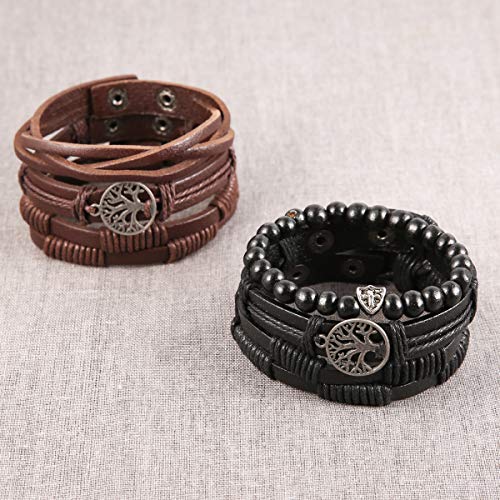 Genuine Leather Tree of life Bracelets for Men /Women