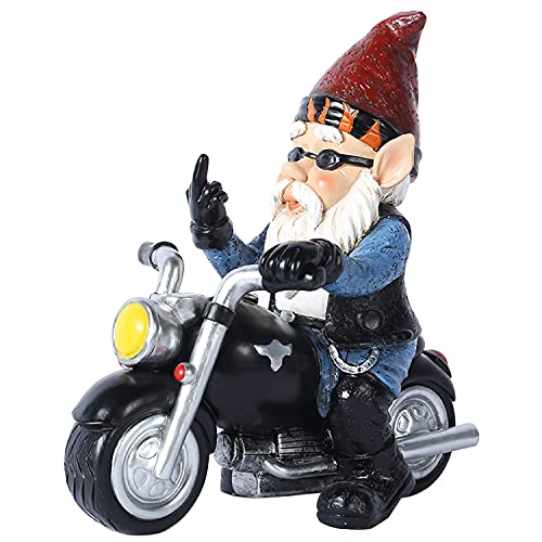 Gnome Riding Motorcycle Funny Garden Deco