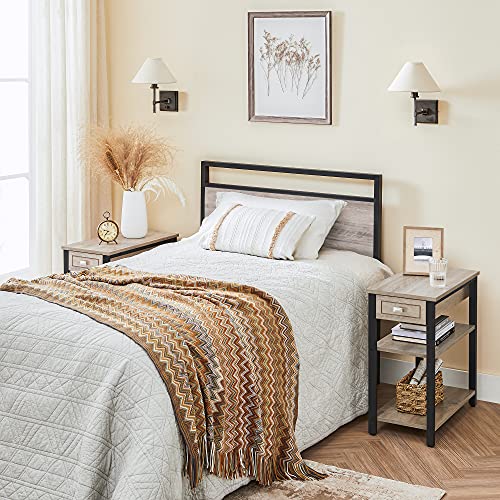 Side Table w/ Drawer & 2 Wooden Shelves