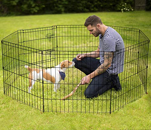 Dog/Cat Exercise Play Pen, Foldable Crate - 8 Panels 24 Inc