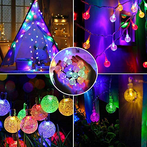 50 LED 24Ft Outdoor String Lights Multi-Colored Waterproof Crystal Ball Fairy Solar String Lights Garden