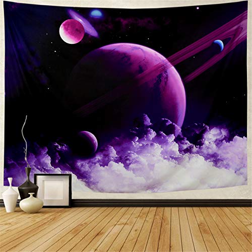 Purple Nebula Galaxy Clouds Tapestry for Home Decoration 51.2x59.1"