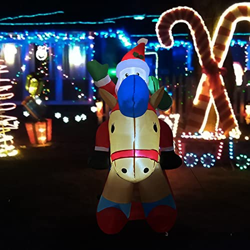 5ft Christmas Inflatables  Santa Claus in Trojan Horse w/ LEDs