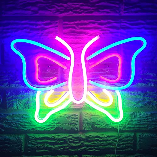 Colorful Butterfly Neon Sign for Wall Decoration14 inch x 9.5 inch