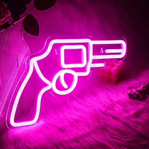 Cool  LED Neon Light Sign Pistol Pink for Wall Decoration