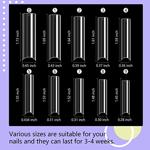 Nail Tips & Glue Gel Kit - 4-In-1 Nail Glue Gel, 500pcs  Cover Nail Tips w/ Mini UV/LED Nail Lamp