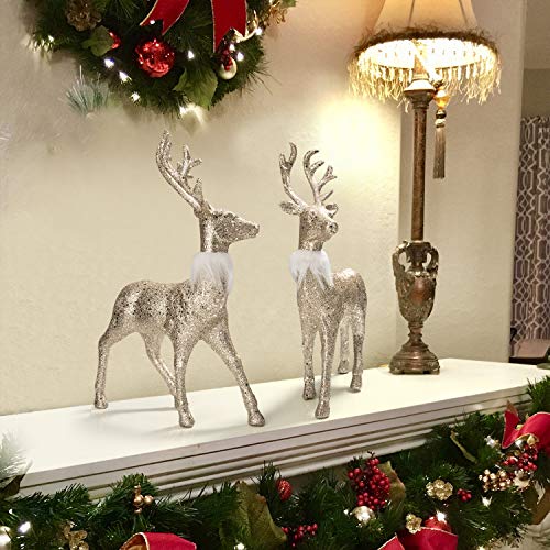 2 Pcs Glitter Reindeer Christmas Decoration