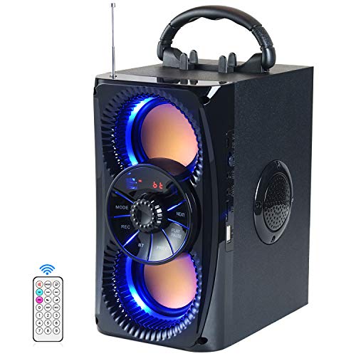 Portable Wireless Bluetooth Speakers w/ Lights, 2 Double Subwoofer Heavy Bass, 2 Loud Speaker