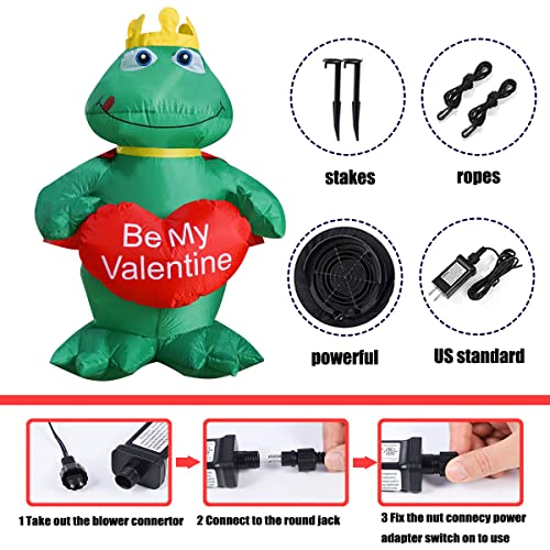 4 Ft LED Light Up Inflatable Valentine's Day Frog Prince Decoration Be My Valentine