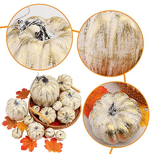 12P-16 PCS Artificial Pumpkins for Fall Halloween Thanksgiving Home Decoration