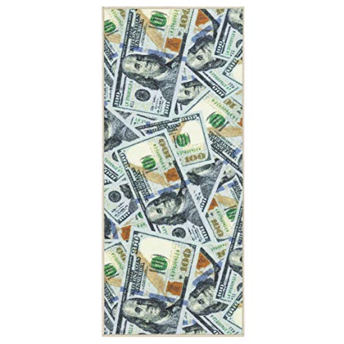 $100 Dollar Bill Runner Rug, Multicolor,