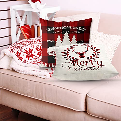 Set of 4 Christmas Decorations Pillow Covers 18x18 Inch
