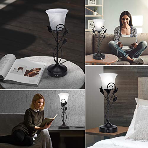 Touch Control Table Lamp w/ Dual USB Ports, LED Bulb Included