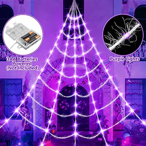 16 Ft Spider Web Lights, 100 LEDs Halloween Decorations