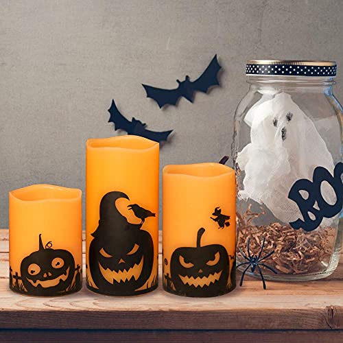 Halloween Flameless Flickering LED Candles with 6-Hour Timer