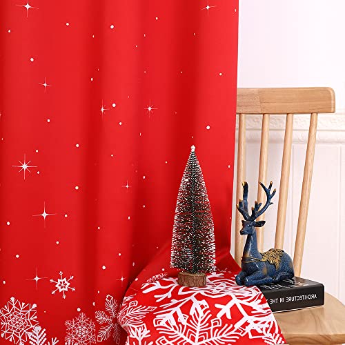 Snowflake Print Thermal Insulated Christmas Curtains