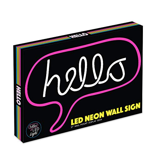 17” x 12” inch LED Neon ‘White & Pink “hello” Word Bubble" Sign for Cool Light Decoration