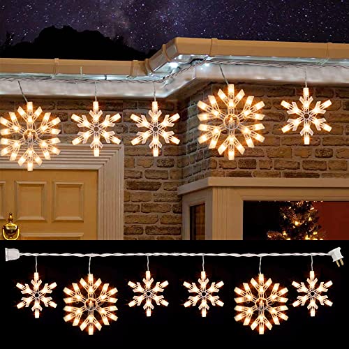 8.5 FT Christmas Snowflake String Lights w/ 6 Drops, 100 Lights Connectable