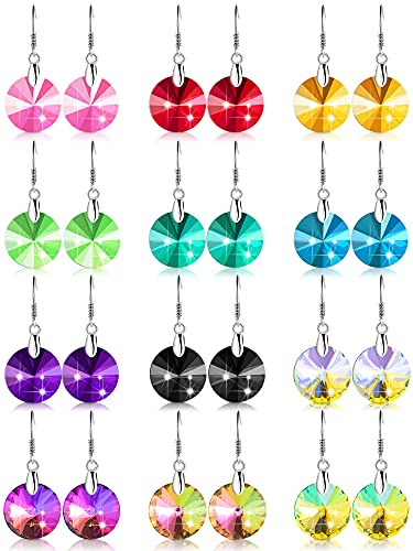 12 Pairs Crystal Dangle Earrings Set for Women