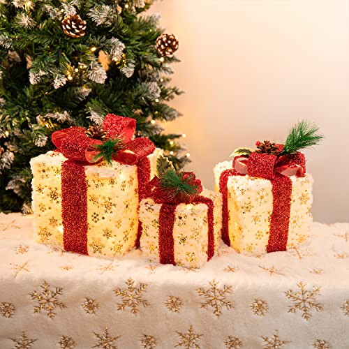 Set of 3 Christmas Lighted Gift Boxes