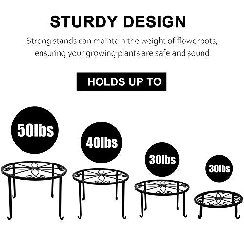 4 Pack Heavy Duty Metal Plant Stands for Flower Pot