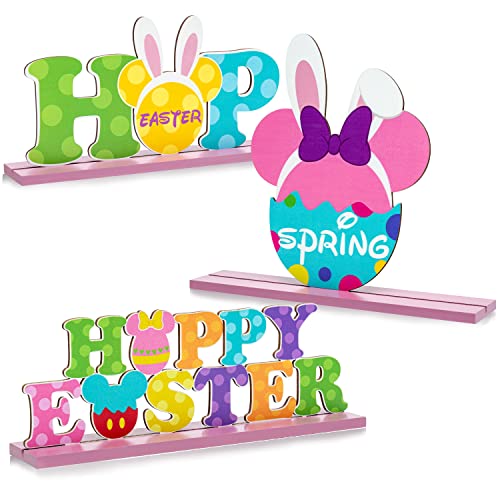 3Pcs Easter Mouse Wood Centerpiece Table Topper Decor