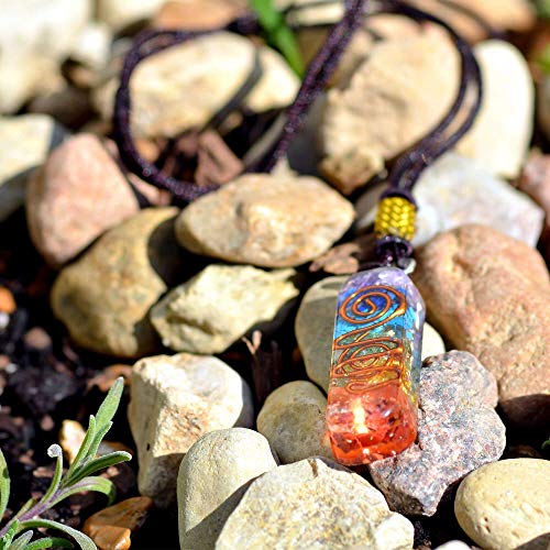 7 Chakra Stones Necklace for E-Energy Protection and Spiritual Healing Pendant with Adjustable Cord