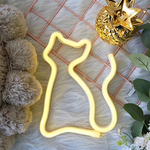 LED Cat Neon Lights for Wall Decor,Battery or USB Operated