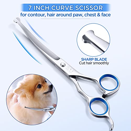 4CR Stainless Steel Safety Round Tip 6 in 1 Professional Dog Grooming Scissors Kit