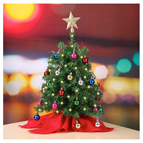 20" Tabletop Pre-lit Mini Christmas Tree Set w/ Clear LED Lights