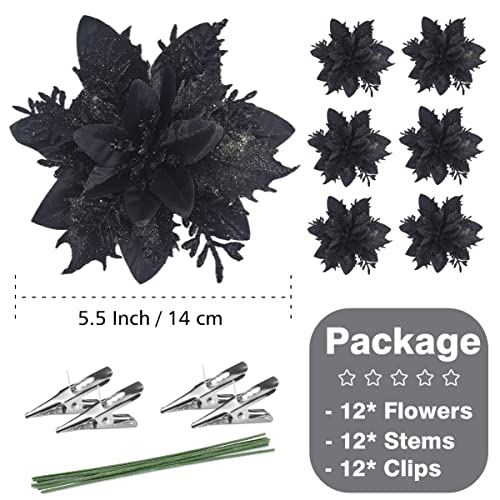 12Pcs Poinsettia Artificial Flowers for Christmas Ornaments