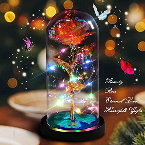 I Love You Mom Galaxy Roses Gifts in Glass Dome for Mothers Day/Birthday