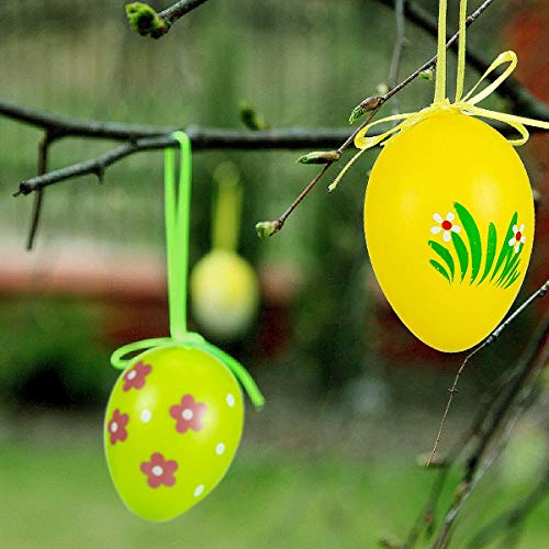 24 Pcs Plastic Easter Egg Hanging Ornament - 2.3"  (Random Style)