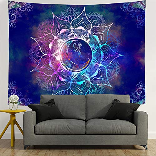 Mandala Tapestry Blue Starry Sky & Moon for Home Decoration